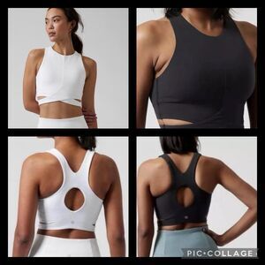 Athleta LOT OF 2 XS Conscious Cut Out Crop Tops NEW WITH TAGS $138‎ Black White